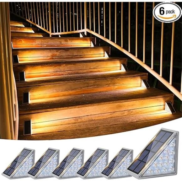 Solar Stair Lights 6 Pack, Solar Step Lights Outdoor Waterproof IP67,LED Outdoor - Picture 7 of 7